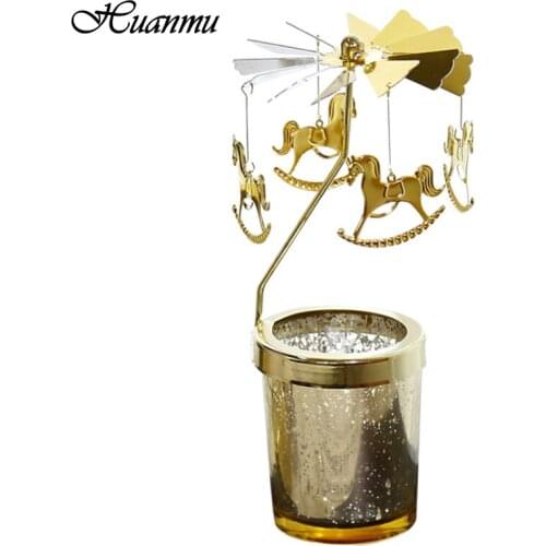 Rotating Candlestick Romantic Aromatherapy Candle Revolving Lantern Candlestick Creative Elk Iron Home Decoration Ornaments