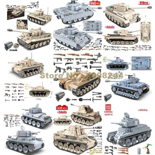 Ww2 World War Ii Military Bt-7 Weasel German Lt-38 121 Tank Army Soldier Weapon Building Blocks Toy