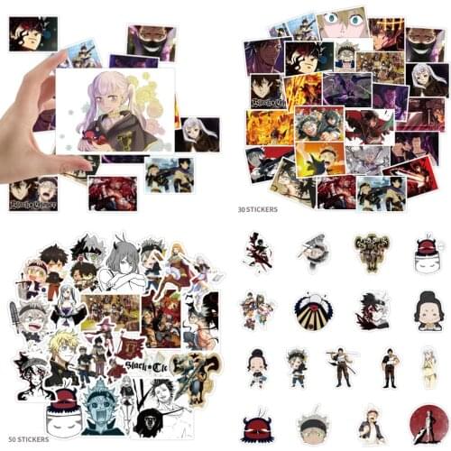 30/50 Black Clover Japanese Anime Stickers Lovely Boy and Girl Sticker Laptop Computer Bedroom Wardrobe Car Skateboard DIY Decal