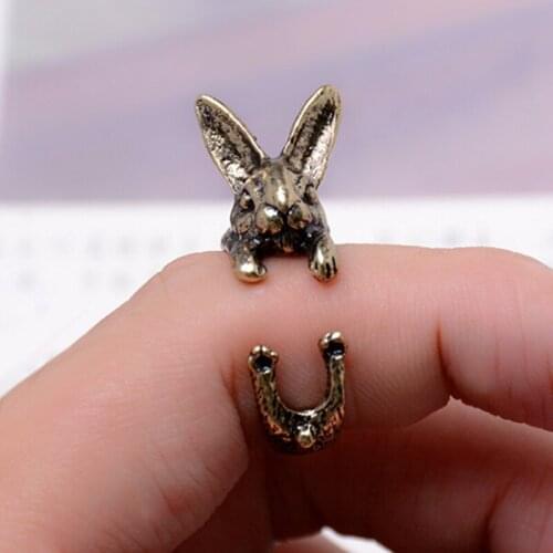 MANGOSKY New fashion jewelry Lady retro animal ring classic Rabbit ring opening ring Alloy with Silver plated JR2422