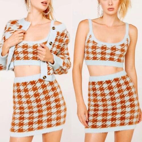 Spring 2020 O-Neck Patchwork Pattern Printing Warm Clothes Orange Regular College Style Single-Breasted Cardigan Sweater Women