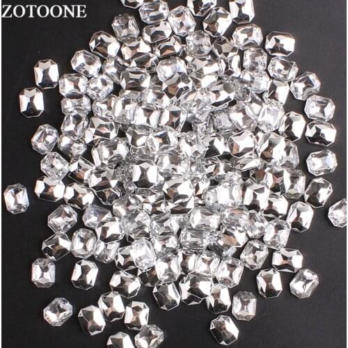 ZOTOONE Rectangle Glue On Crystals Point Acryl Rhinestones Nail Art 50 Pcs 8*10MM Applique Strass For DIY Garment Accessories E