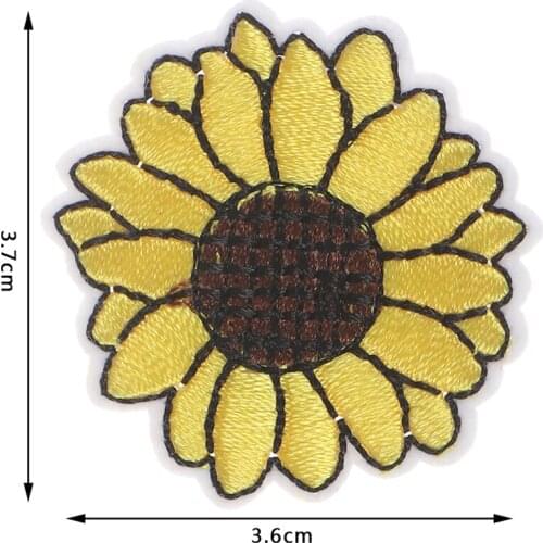 10pcs Yellow Sunflower Patches Iron On Patch Embroidered Applique For Garments DIY Handmade Sewing Crafts Accessories