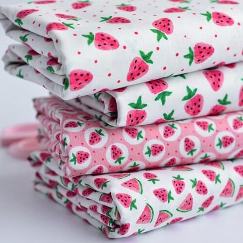 145x100cm Pink Fruit Watermelon Strawberry Cotton Fabric By The Meter Prints for Sewing Children Clothes DIY Handmade