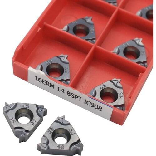 16ERM 14 BSPT IC908 10pcs Carbide Inserts Plate CNC Threaded Blade Lathe Cutter Tool Turning Tools