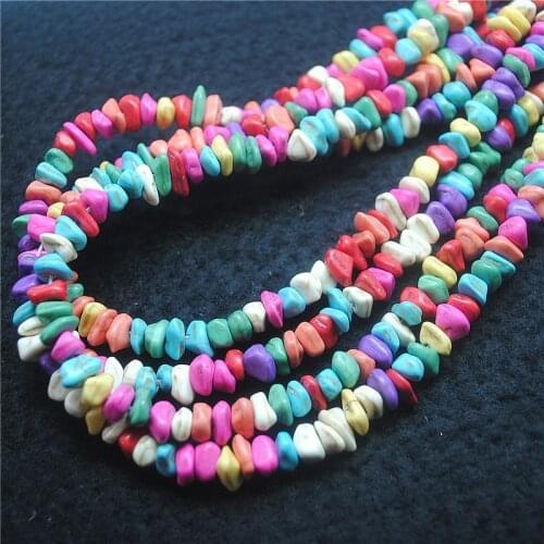 2 String New Turquoise Chips Size 5-10MM Loose Beads Accessories For Women Bracelet Making Mix colors Free Shipping