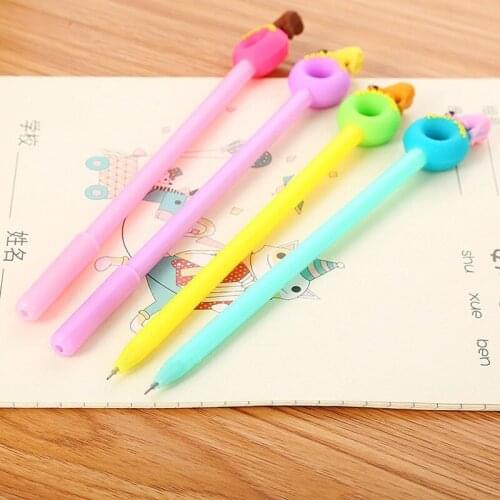 20 PCs Learning Stationery Cartoon Bear Donut Gel Pens Set Cute Student Writing Pens Creative Office Supplies Wholesale