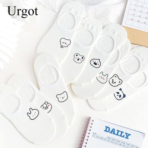 Urgot 3 Pairs White Socks Women Boat Socks Shallow Mouth Invisible Non-slip Summer Thin Ins Trend Socks Summer Hosiery Meias