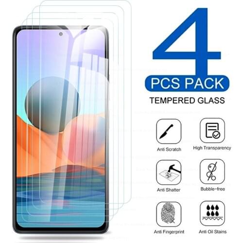 4pcs 100% original high quality tempered glass for redmi note10 glass screen protectors redmy note 10 pro protective film cover