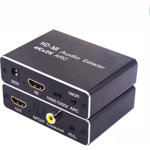 4Kx2K HD-MI Audio Extractor Support ARC/3D Optical TOSLINK SPDIF5.1 ARC HD-MI Audio Extractor Splitter HD-MI To Audio Extractor
