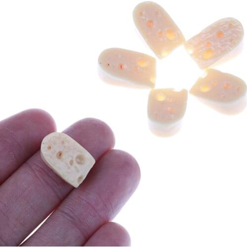 5Pcs Dollhouse Mini Simulation Yellow Resin Cheese Slices Kitchen Playing Tops artificial cheese U-cut model for kids child boy