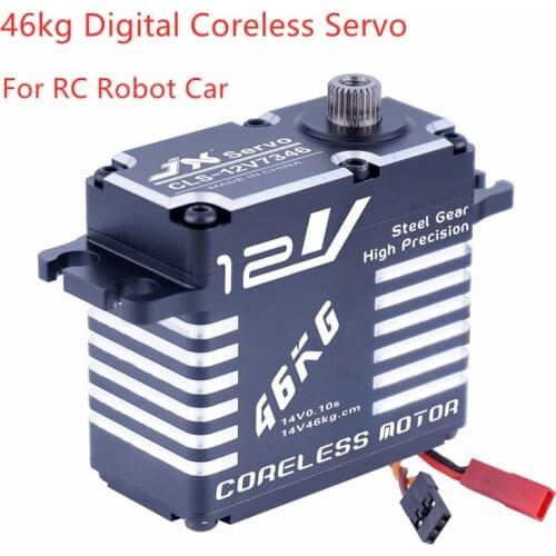 JX CLS-12V7346 46KG 12V 180 Degrees HV High Precision Steel Gear Digital Coreless Servo CNC Aluminium Shell For RC Robot Car