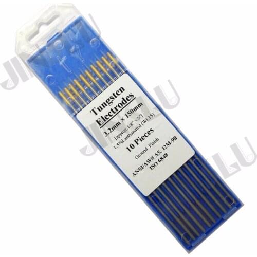 Free shipping 10pcs Lanthanated Tungsten Electrode WL15 gold tip 3.2*150mm 1/8" for tig welding