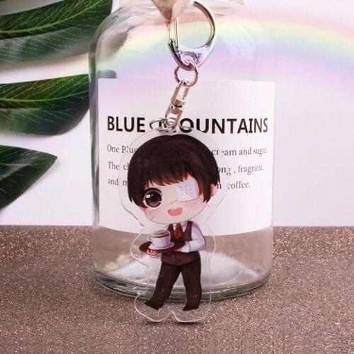 1 Pcs Cartoon Anime Tokyo Ghoul Keychains Cosplay Figure Kaneki Ken Acrylic Pendant Keyrings Kids Key Holder Trinket Gift Toys