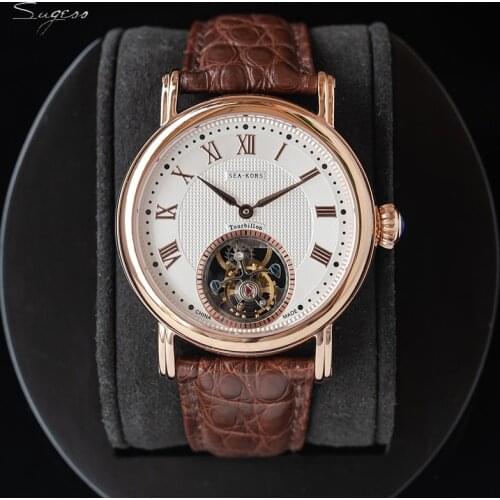 Sugess Real Tourbillon Movement Watch Men Mechanical ST8000 Casual Tourbillon Sapphire Waterproof Watches Mens montre homme 2020