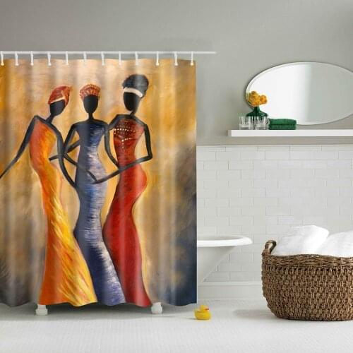 Dafield Black Art Shower Curtain American African Woman Dancing Design Polyester Fabric Bathroom with Hooks Orange