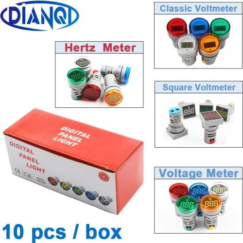 Mini Digital Voltmeter 22mm AC 50-500V Volt Voltage Tester Meter LED Indicator Pilot Lamp Light HZ meter frequency