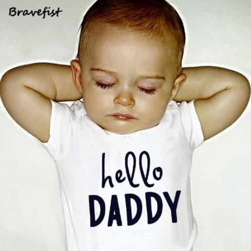 Hello Daddy Letters Newborn Bodyusits Cotton Summer Boys Girls Clothing 0-24Months Short Sleeve Kids Jumpsuits Hot Sale Outfits