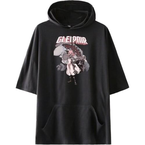 Japan Harajuku style GLEIPNIR 2D Men/Women Hooded Tshirt Solid Color t-shirts Summer Short Sleeve Hooded
