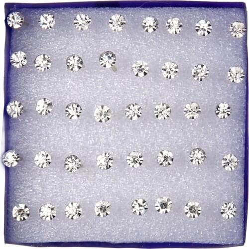 Rinhoo 20 pairs/set White Crystal Stud Earrings Set for Women Jewelry White Color Piercing 2mm 3mm 4mm 5mm Girls Jewelry Gift