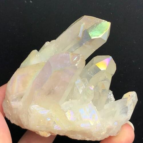 Beautiful Aura Crystal Cluster Angel Aura Titanium Quartz Crystal Stunning Rainbow Specimen Minerals Reiki Healing Chakra Home