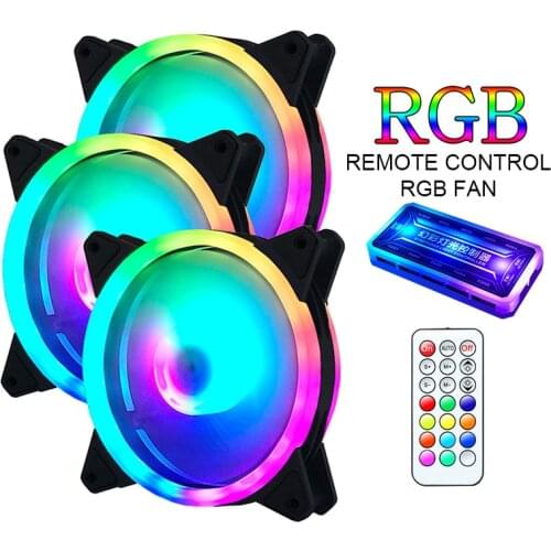 Computer Case PC Fan Adjust RGB Cooling Fan 120mm Quiet Control Computer Colorful Light Dual Aperture LED Water Cooling Fan
