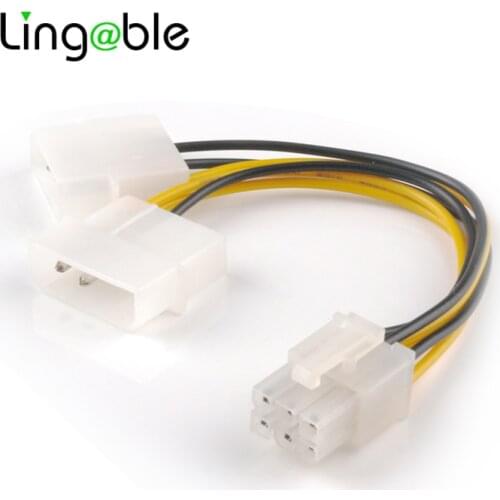 Lingable SATA Power Splitter Cable PCI-E 6Pin Female to Dual Molex 4pin x 2 Splitter Power Cables Y Graphic Card Power Cables