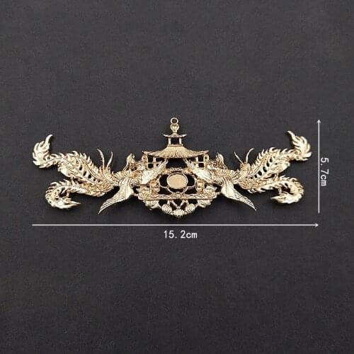 10 PCS Metal Phoenix Bridal Tiara Double Phoenix Alloy Findings For Brooch Headwear Accessories DIY Jewelry Making