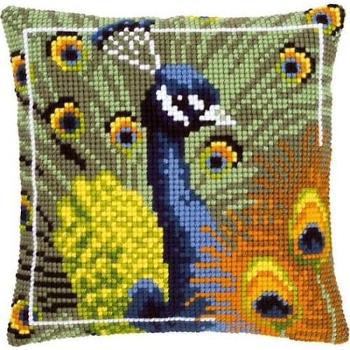 Peacock Latch Hook Pillow Sets Forest Style Cushion Embroidered Crafts Latch Hook Rug Kits DIY For Punk Stripes Needlework