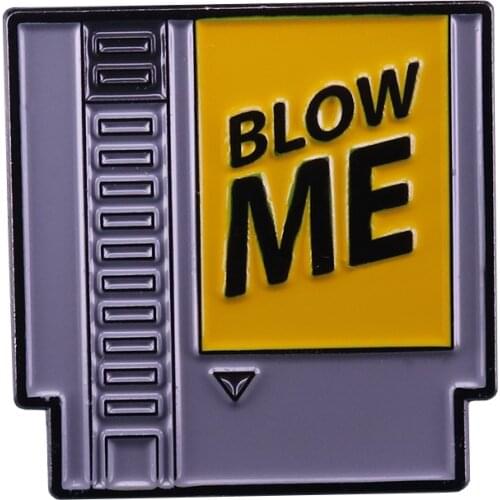 Blow me lapel pin Nintendo cartridge inspired funny gamer addition