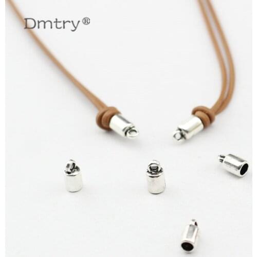 Dmtry 20pcs/lot 3mm Hole Tassel Leather Cord End Crimp Caps Beads End Tip Cap For DIY Necklace Jewelry Making Findings LC0055