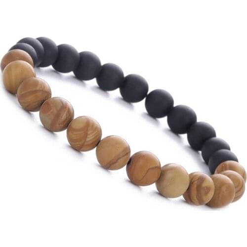 New Fashion Personality 8mm Wood Grain Beads Bracelet Handmade Beaded Bracelets Casual Gifts