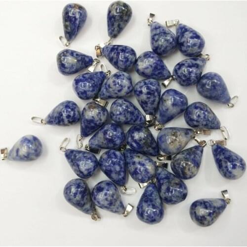 Wholesale 50pcs/lot fashion good quality natural sodalite stone water drop Charms Pendants for DIY jewelry marking free shipping