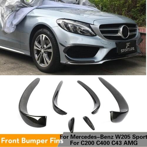 For Mercedes-Benz C Class W205 C205 Sport C43 AMG Sedan Coupe Convertible 2015 - 2018 Carbon Fiber Front Bumper Trim Air Vent
