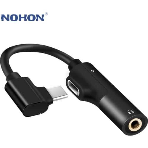 Usb Type C To 3.5mm Jack AUX Audio Splitter Headphone Cable Charging 2 in 1 Adapter For Xiaomi Mi 8 9 10 Huawei V30 P20 P30 Pro