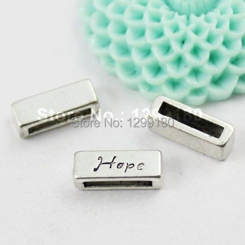 50pcs Fashion Hope Slider for Bracelet Necklace Cord Beads Watch Chain Beads DIY Making Accessory 13x5mm Hole:10x2mm K00879