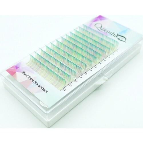 QUXINHAO New C/D curl 8-15mm false lashes blue green pink eyelash individual colored lashes Faux eyelash extensions Supplies