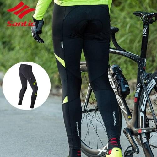 Santic Autumn Winter 3 Colors Cycling Pants Men Breathable Windproof Bicycle Bike Pants Sponge Padded Pants Cycling Accessories