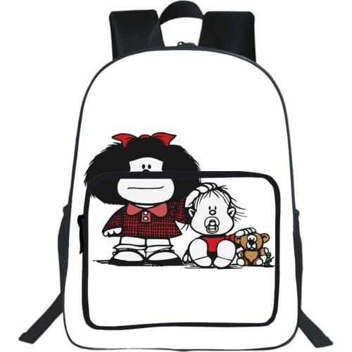 Comics Mafalda School Bag Boy Girl Bags Children Bag High Quality Anime Bookbag Fashion Double Zipper Knapsack Teen Mochila