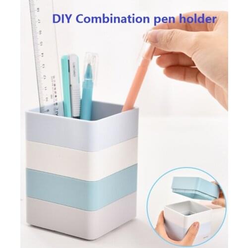 Fresh Color DIY Detachable Pen Holder Fashion Creativity Resin Pen Stand Big Capacity Desk Accessories & Organizer Deli 9125