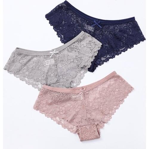 BANNIROU Briefs For Woman Underwear Sexy Lace Panties Breathable Female Transparent Underwear Women High Quality 2021 New 3 Pcs