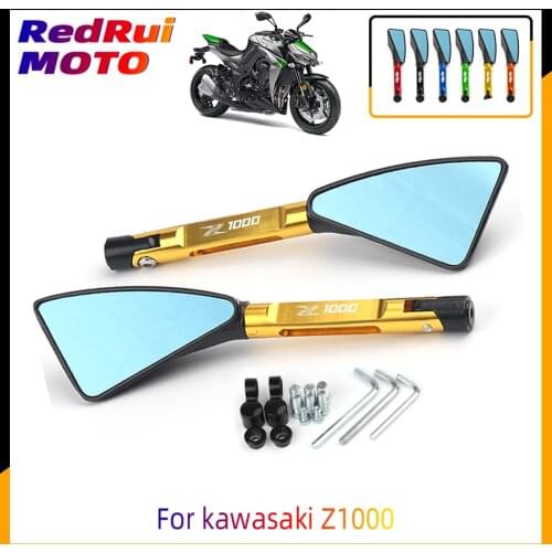 Universal With Logo 6 Colors Motorcycle CNC Aluminum 8mm 10mm Rear View Mirrors Blue Anti-glare Mirror For kawasaki Z1000 Z 1000