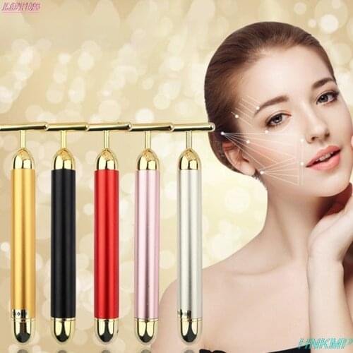 Slimming Face Vibration Facial Beauty Bar Pulse Firming Facial Roller Massager Lift Skin Tightening Wrinkle Stick 24k Gold Hot