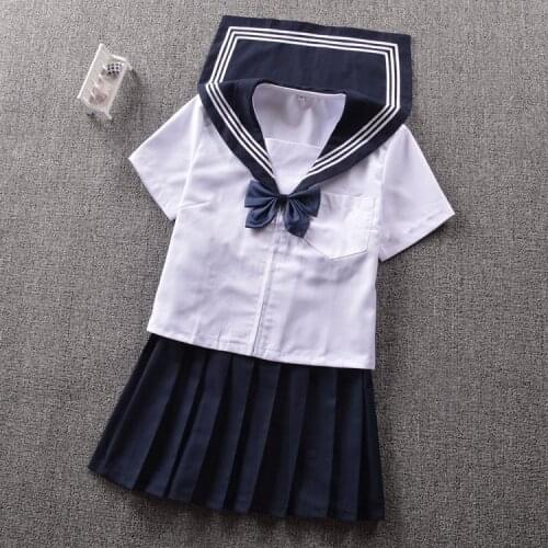 Japanese High-end sailor suit Summer Cyan collar Kwan West lapel Short sleeve suit