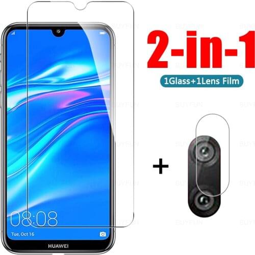2-in-1 Cover Tempered Glass For Huawei Y6P 2020 Y7 2019 Screen Protector For Huawei Y7 Pro 2019 Y7Prime 2019 Y9 2019 Camera Lens