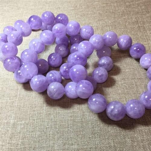 14mm Genuine Natural Purple Lavender Quartz Crystal Round Beads Bracelet For Women Free Shipping