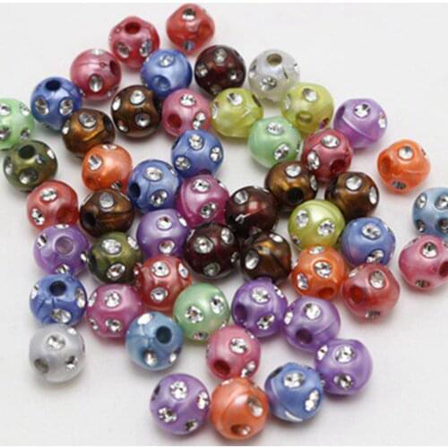 100 Mixed Colour Sparkling Silver Dots Acrylic Round Ball Beads 10mm Kids Crafts