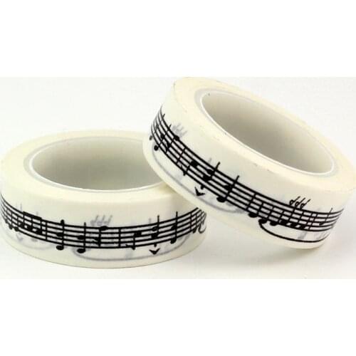 2pc Black and White Music Note Washi Tape Japanese Paper DIY Planner Masking Tape Adhesive Tapes Stickers Decor Stationery Tapes