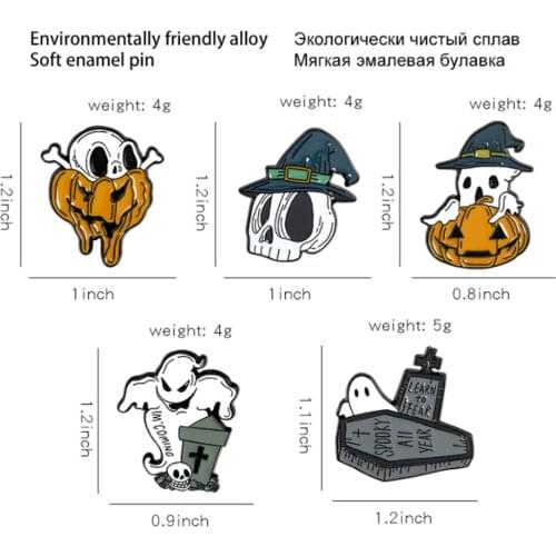 20/Lot Halloween Ghost Skull Pumpkin Alloy Metal Brooch Pin For Lapel toy