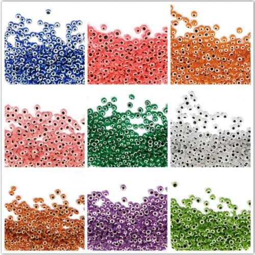 50 pcs 6/8/10mm Oblate Shap Beads Evil Eye Resin Spacer Beads for Jewelry Making Bracelet DIY